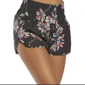 Free People FP Movement The Way Home Floral Black Athletic Shorts Medium